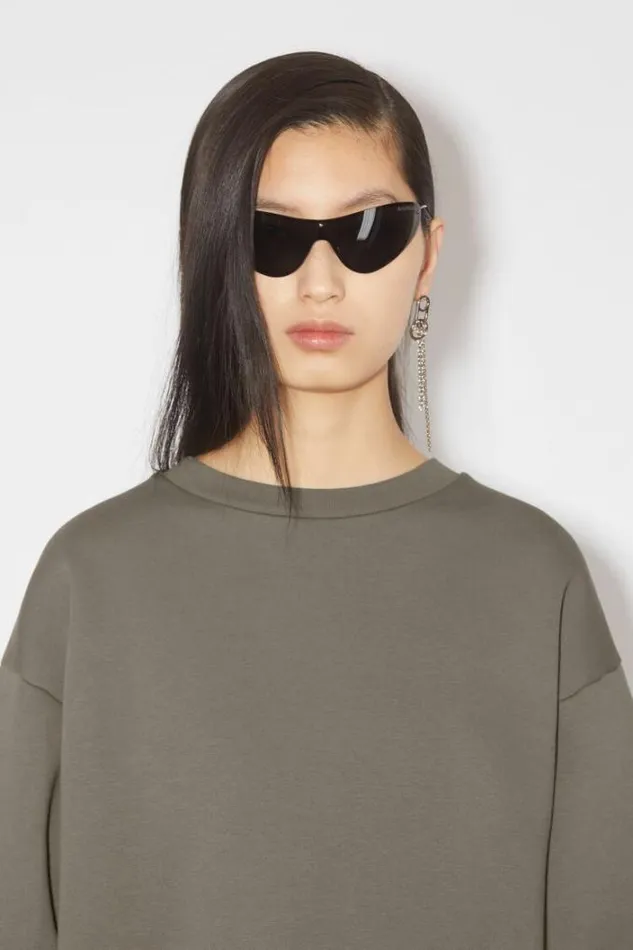 Acne Studios Sweatshirts Woman Crew Neck Sweater Mud Grey