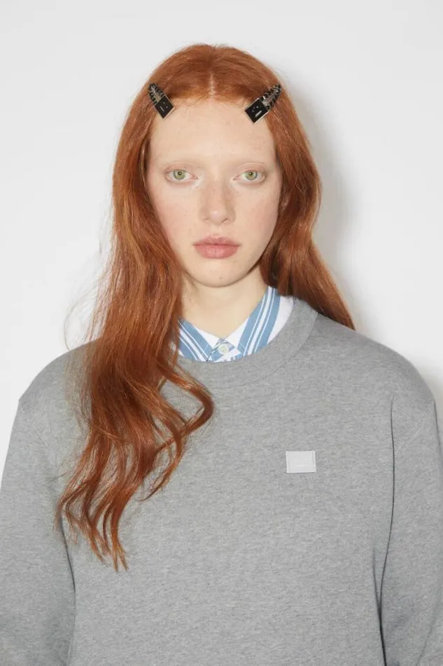 Acne Studios Sweatshirts Woman Crew Neck SweaterUnisex Light Grey Melange