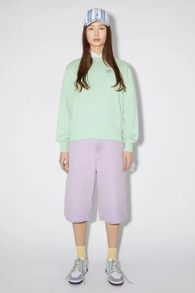 Acne Studios Sweatshirts Woman Crew Neck SweaterUnisex Soft Green