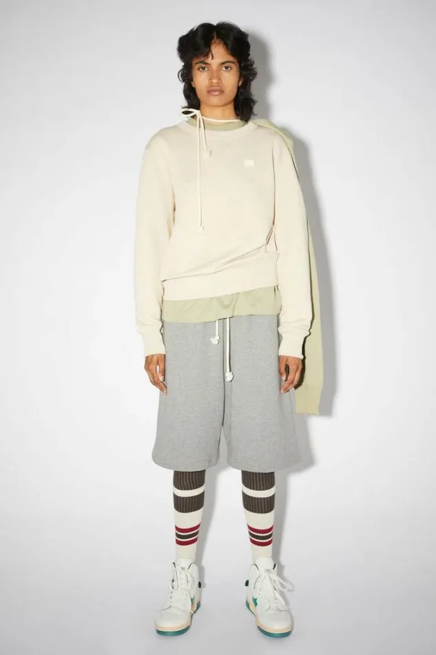 Acne Studios Sweatshirts Woman Crew Neck Sweatshirt Oatmeal Melange