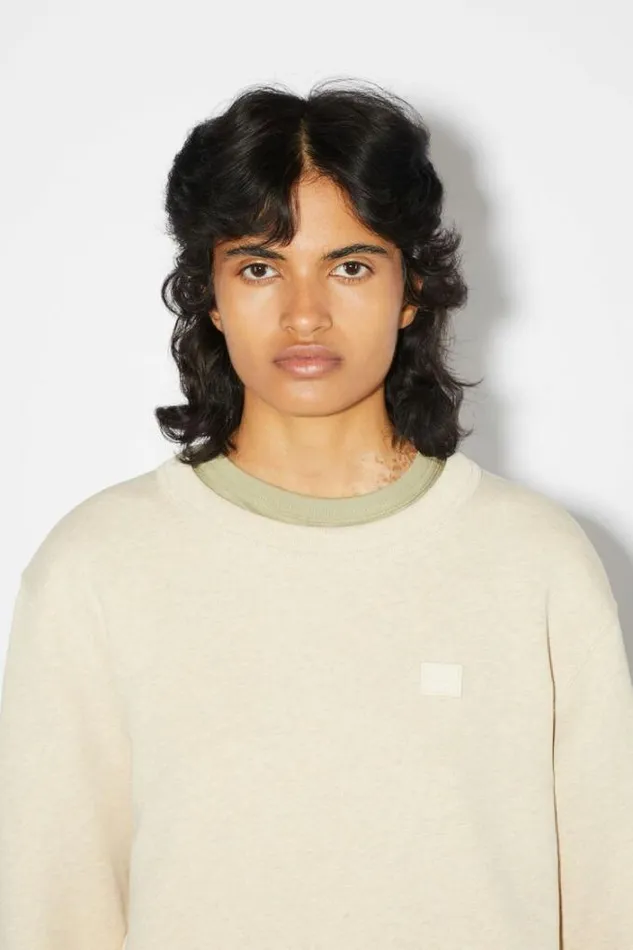 Acne Studios Sweatshirts Woman Crew Neck Sweatshirt Oatmeal Melange