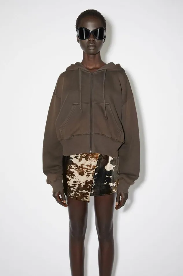 Acne Studios Sweatshirts Woman Dyed Zippered Jacket Umber Brown