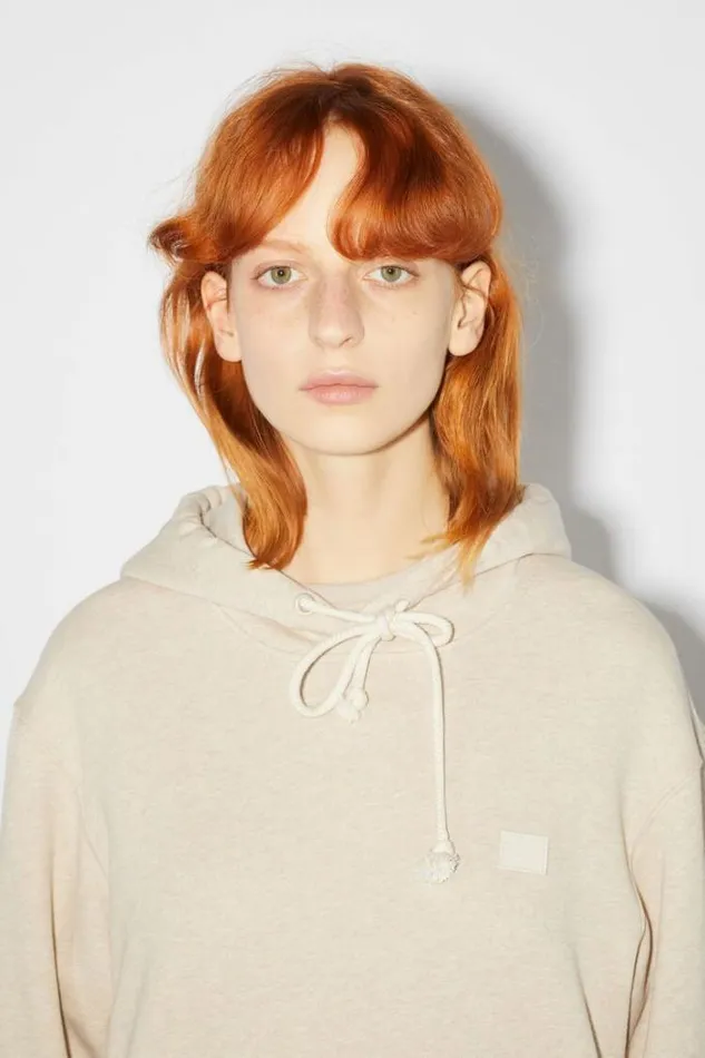 Acne Studios Sweatshirts Woman Hooded Sweatshirt Oatmeal Melange
