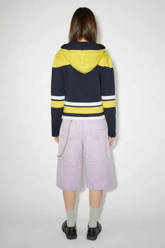 Acne Studios Sweatshirts Woman Hooded Varsity SweaterUnisex YellowNavy
