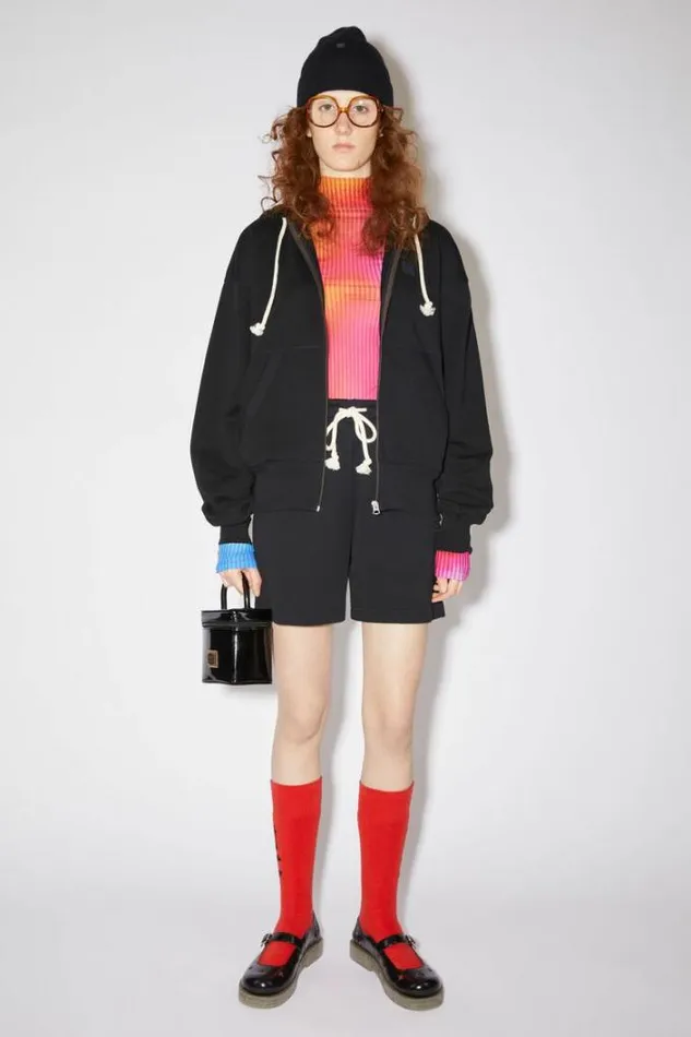 Acne Studios Sweatshirts Woman Hooded Zippered SweatshirtUnisex Black