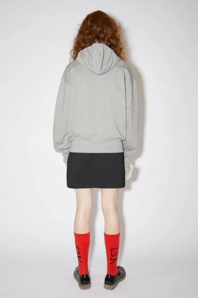 Acne Studios Sweatshirts Woman Hooded Zippered SweatshirtUnisex Light Grey Melange