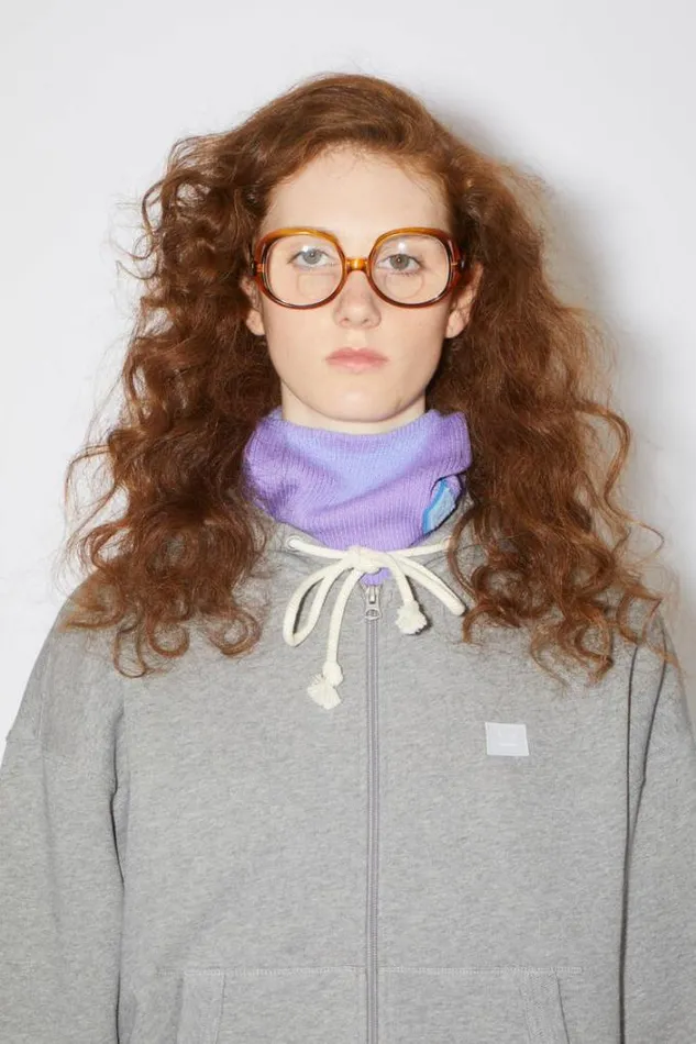 Acne Studios Sweatshirts Woman Hooded Zippered SweatshirtUnisex Light Grey Melange