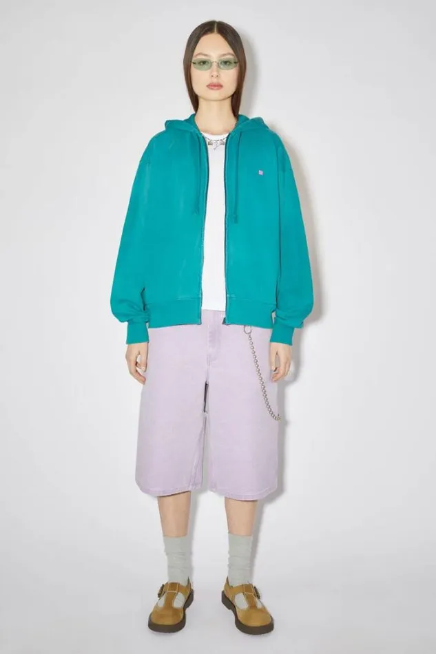 Acne Studios Sweatshirts Woman Hooded Zippered SweatshirtUnisex Sea Green