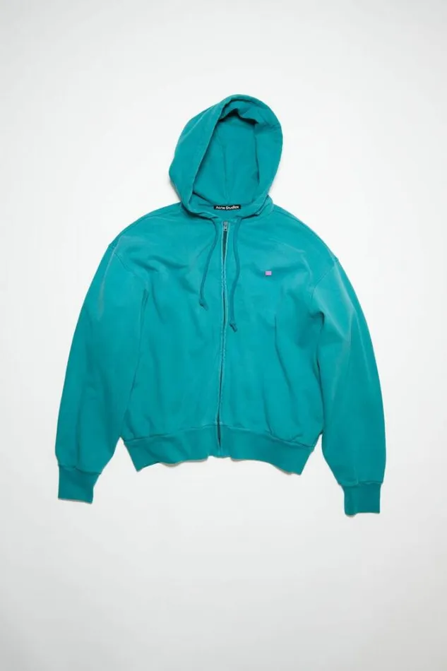 Acne Studios Sweatshirts Woman Hooded Zippered SweatshirtUnisex Sea Green