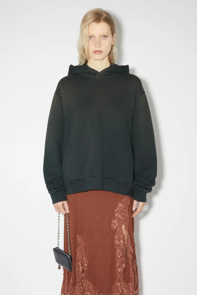 Acne Studios Sweatshirts Woman Logo Hooded Sweater Black