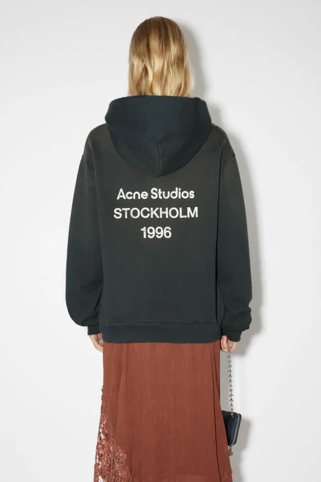 Acne Studios Sweatshirts Woman Logo Hooded Sweater Black