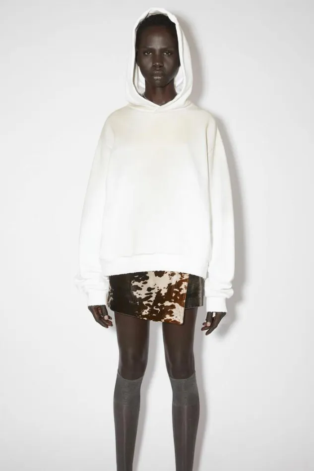 Acne Studios Sweatshirts Woman Logo Hooded Sweater Dusty White