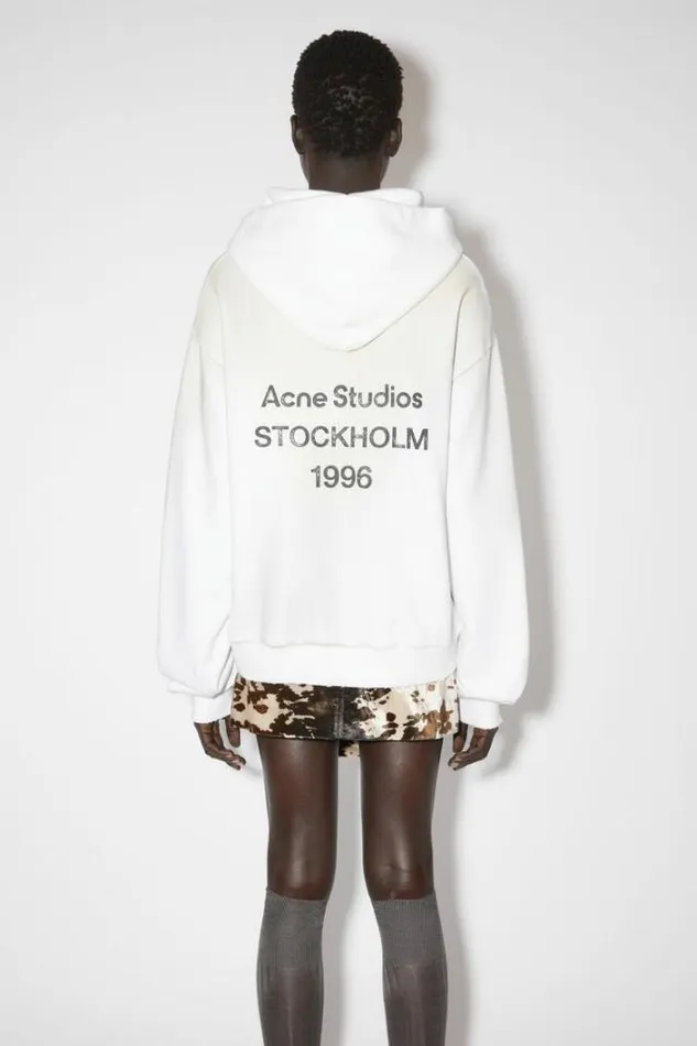 Acne Studios Sweatshirts Woman Logo Hooded Sweater Dusty White