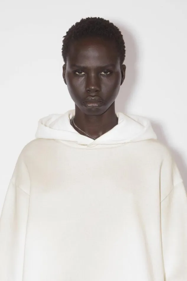 Acne Studios Sweatshirts Woman Logo Hooded Sweater Dusty White