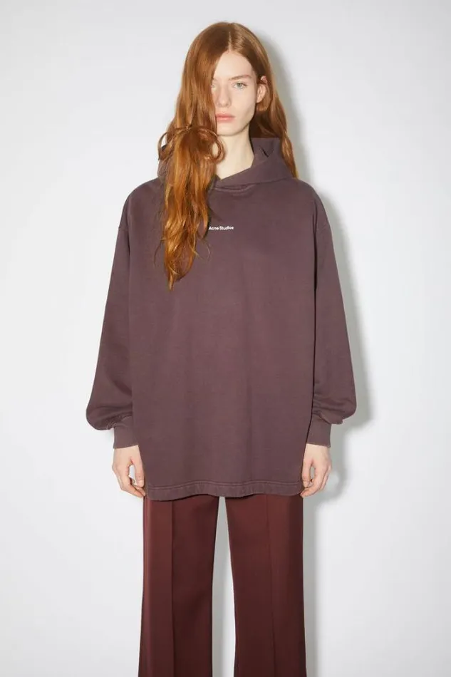 Acne Studios Sweatshirts Woman Logo Hooded Sweatshirt Aubergine Purple