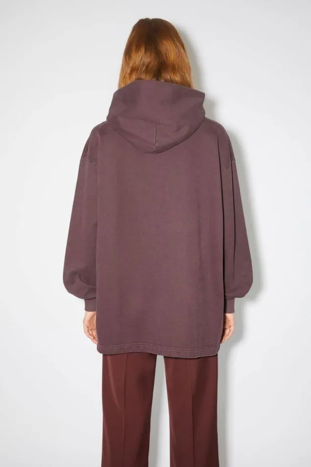 Acne Studios Sweatshirts Woman Logo Hooded Sweatshirt Aubergine Purple