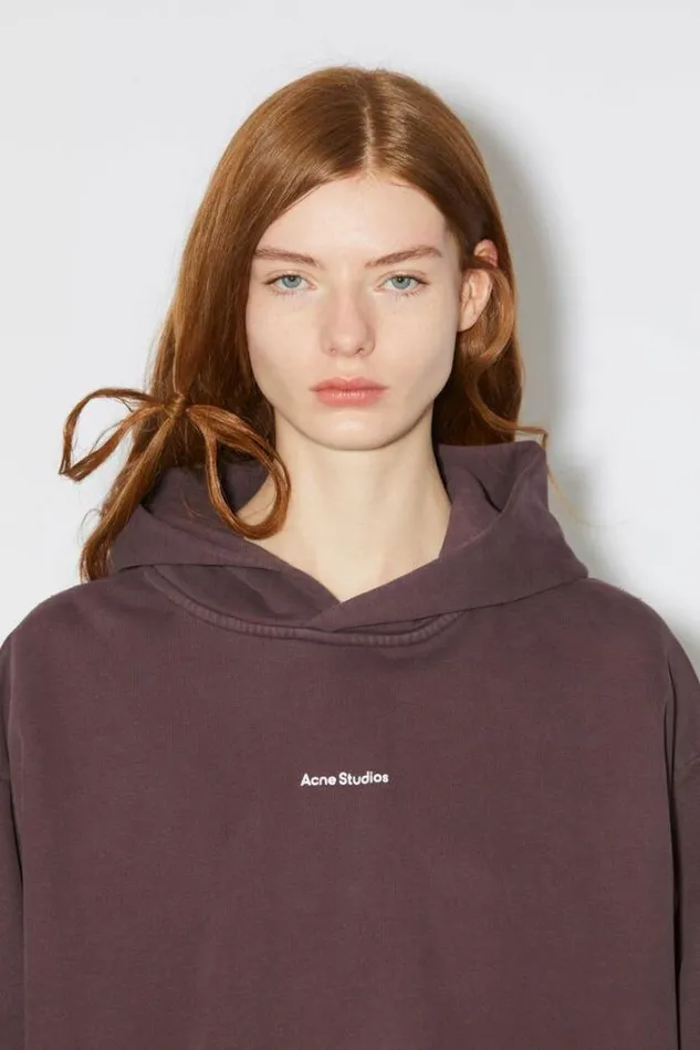 Acne Studios Sweatshirts Woman Logo Hooded Sweatshirt Aubergine Purple