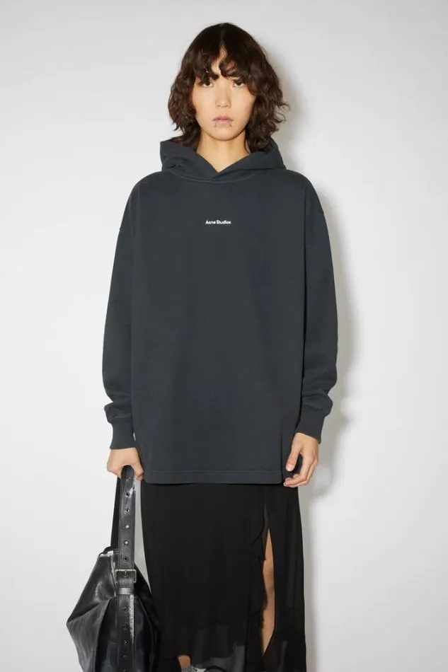 Acne Studios Sweatshirts Woman Logo Hooded Sweatshirt Black