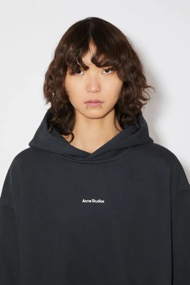 Acne Studios Sweatshirts Woman Logo Hooded Sweatshirt Black