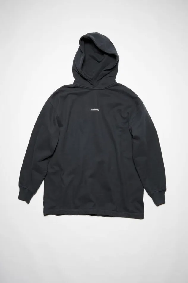Acne Studios Sweatshirts Woman Logo Hooded Sweatshirt Black