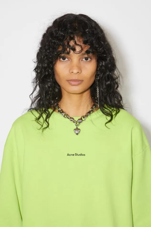 Acne Studios Sweatshirts Woman Stamp Logo Sweatshirt Fluo Green