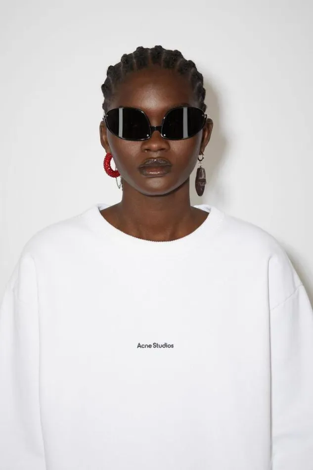 Acne Studios Sweatshirts Woman Stamp Logo Sweatshirt Optic White