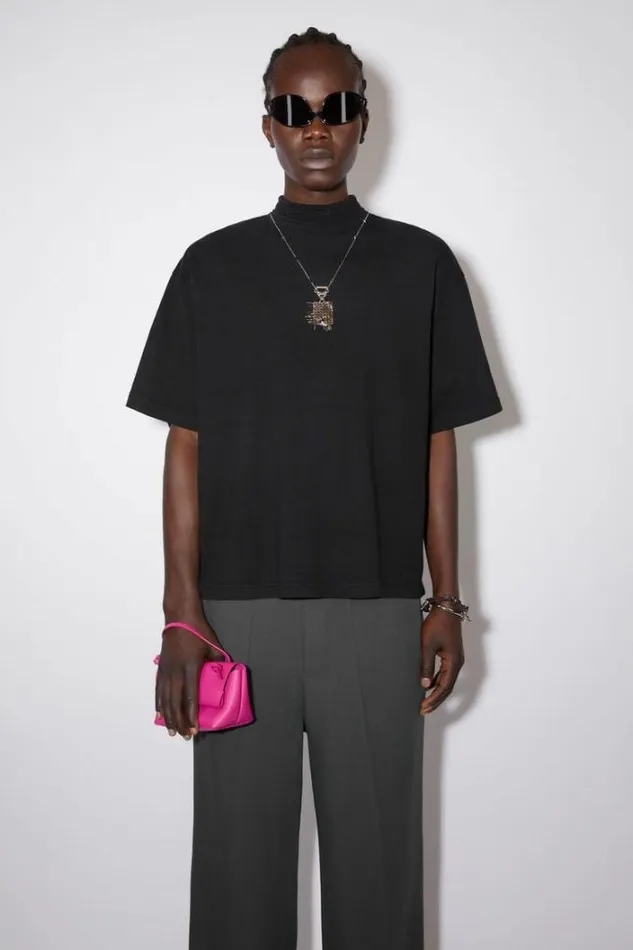 Acne Studios Tshirts Man Crew Neck Logo Tape Tshirt Black