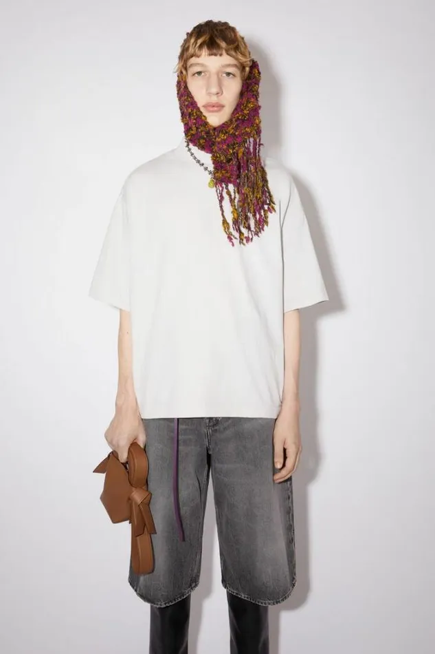 Acne Studios Tshirts Man Crew Neck Logo Tape Tshirt Cold White
