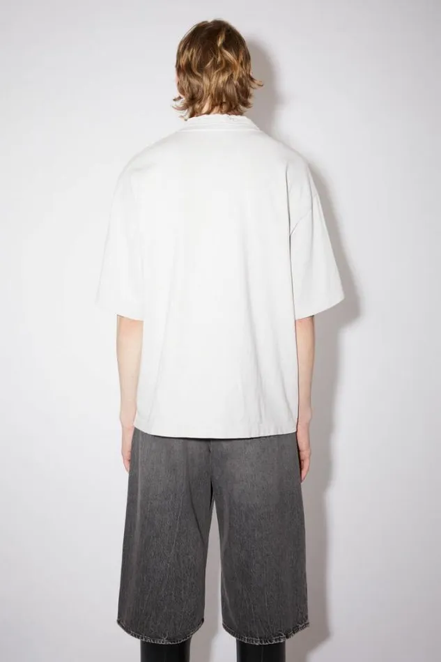 Acne Studios Tshirts Man Crew Neck Logo Tape Tshirt Cold White