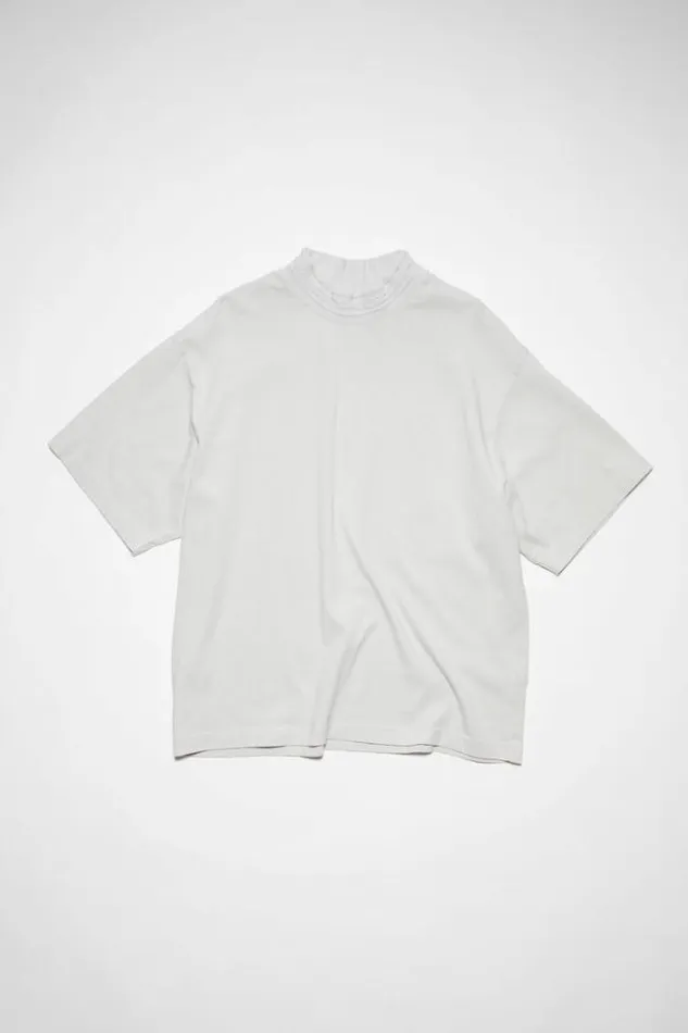 Acne Studios Tshirts Man Crew Neck Logo Tape Tshirt Cold White