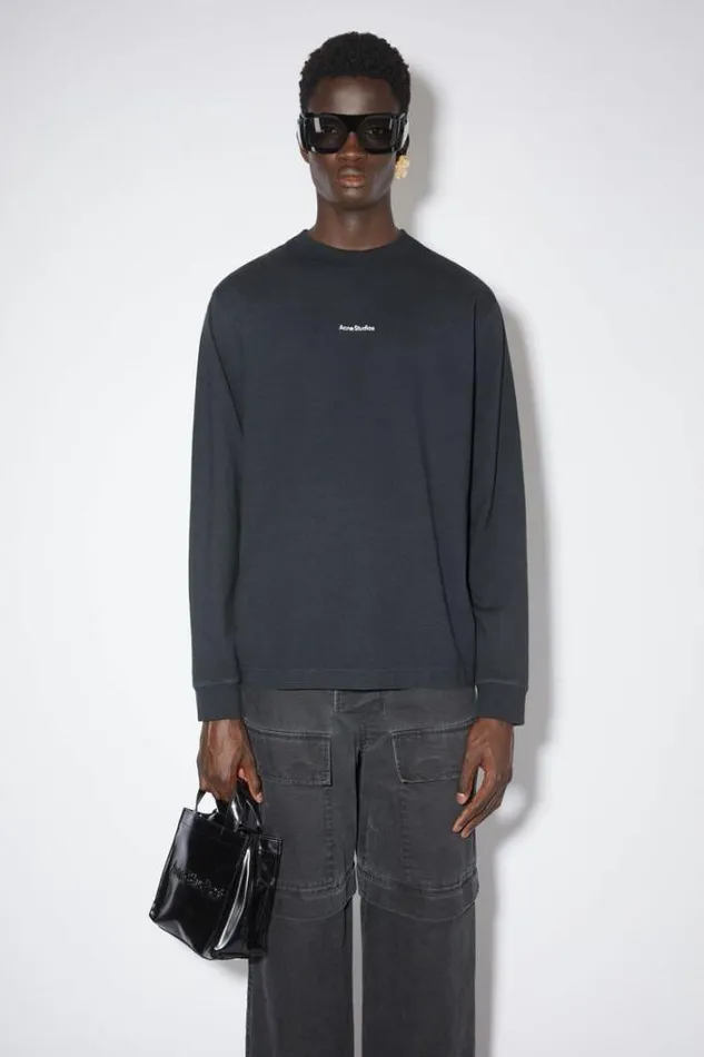 Acne Studios Tshirts Man Logo Long Sleeve Tshirt Black