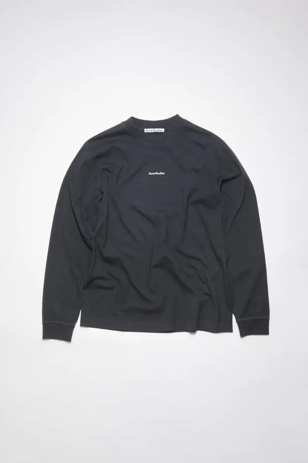 Acne Studios Tshirts Man Logo Long Sleeve Tshirt Black
