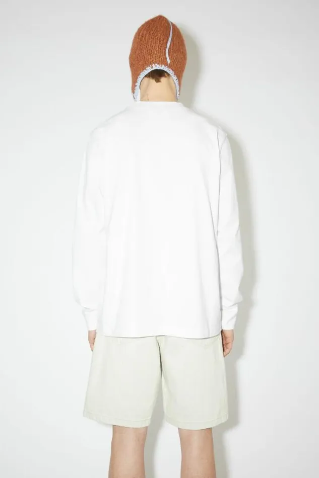 Acne Studios Tshirts Man Logo Long Sleeve Tshirt Optic White