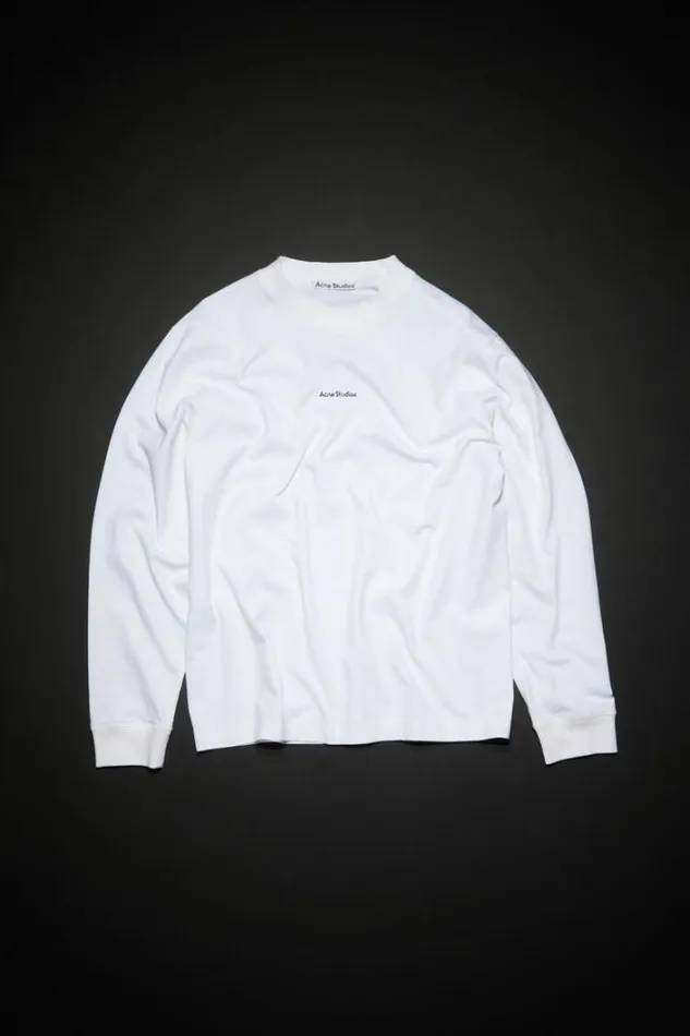 Acne Studios Tshirts Man Logo Long Sleeve Tshirt Optic White