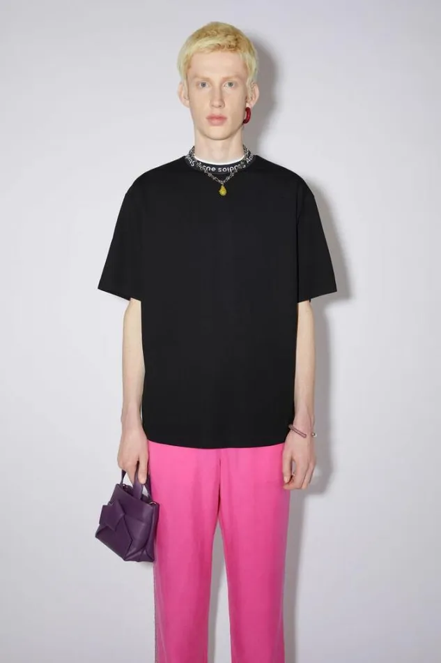 Acne Studios Tshirts Man Logo Rib Tshirt Black