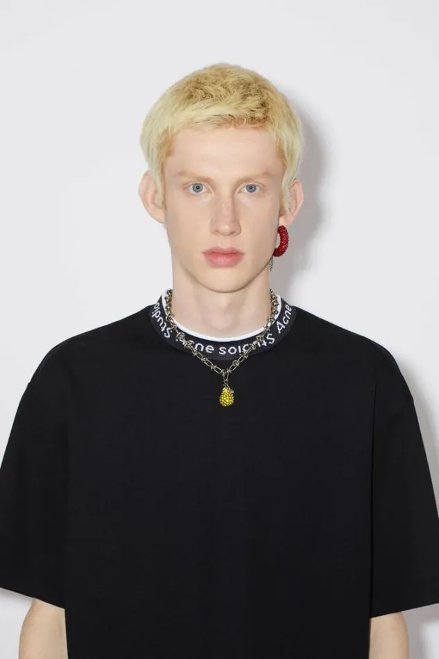 Acne Studios Tshirts Man Logo Rib Tshirt Black