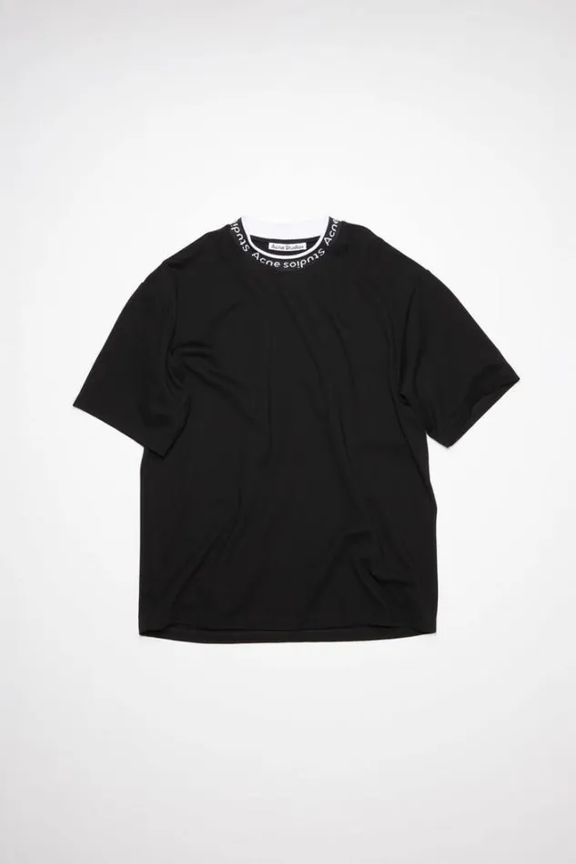 Acne Studios Tshirts Man Logo Rib Tshirt Black
