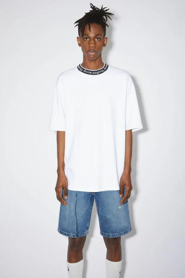Acne Studios Tshirts Man Logo Rib Tshirt Optic White