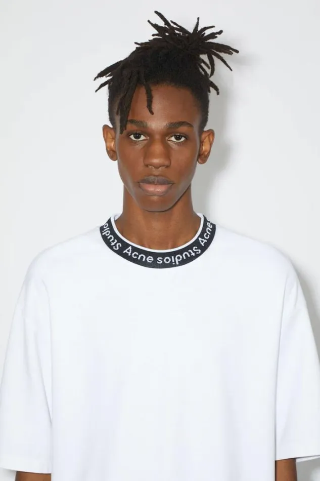 Acne Studios Tshirts Man Logo Rib Tshirt Optic White
