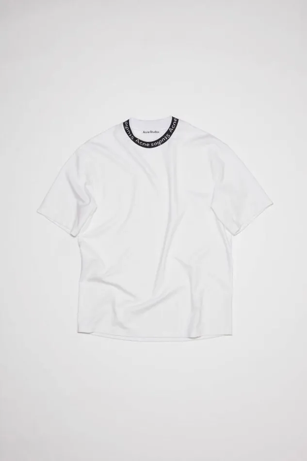 Acne Studios Tshirts Man Logo Rib Tshirt Optic White