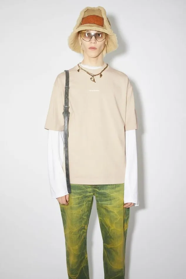Acne Studios Tshirts Man Logo Tshirt Champagne Beige