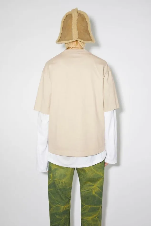 Acne Studios Tshirts Man Logo Tshirt Champagne Beige