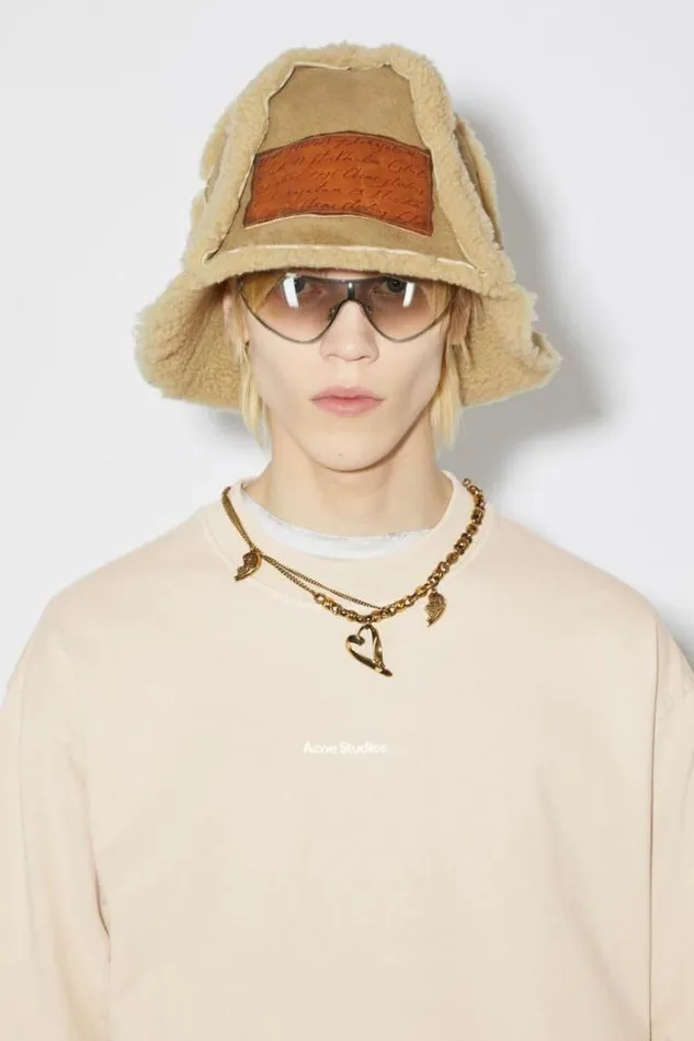 Acne Studios Tshirts Man Logo Tshirt Champagne Beige
