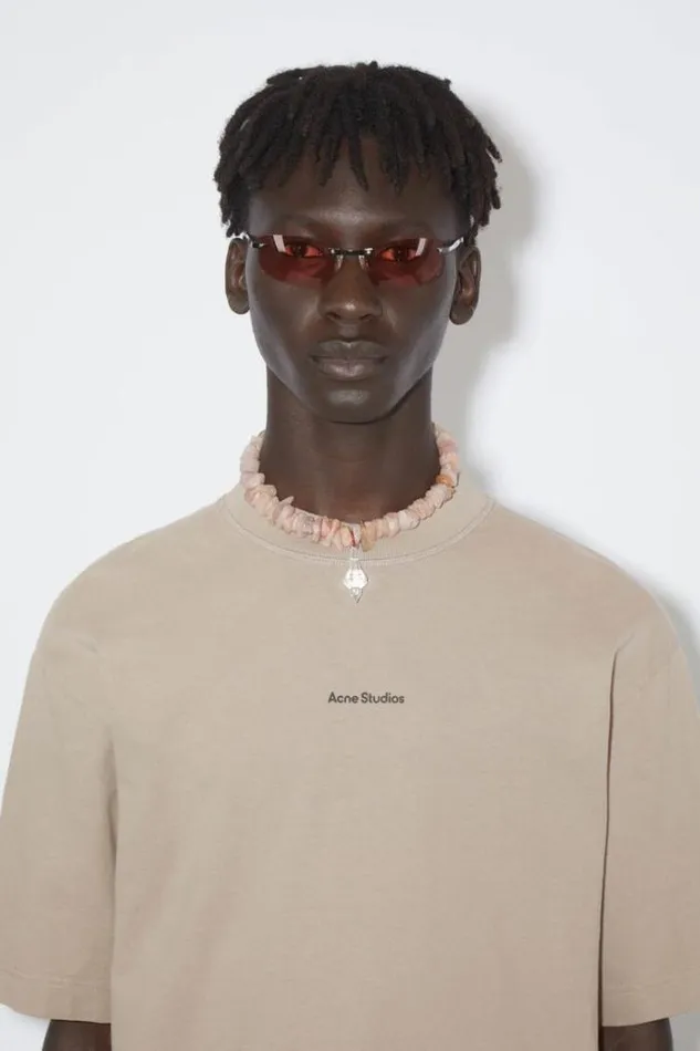 Acne Studios Tshirts Man Logo Tshirt Mushroom Beige
