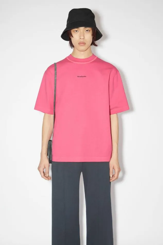 Acne Studios Tshirts Man Logo Tshirt Neon Pink