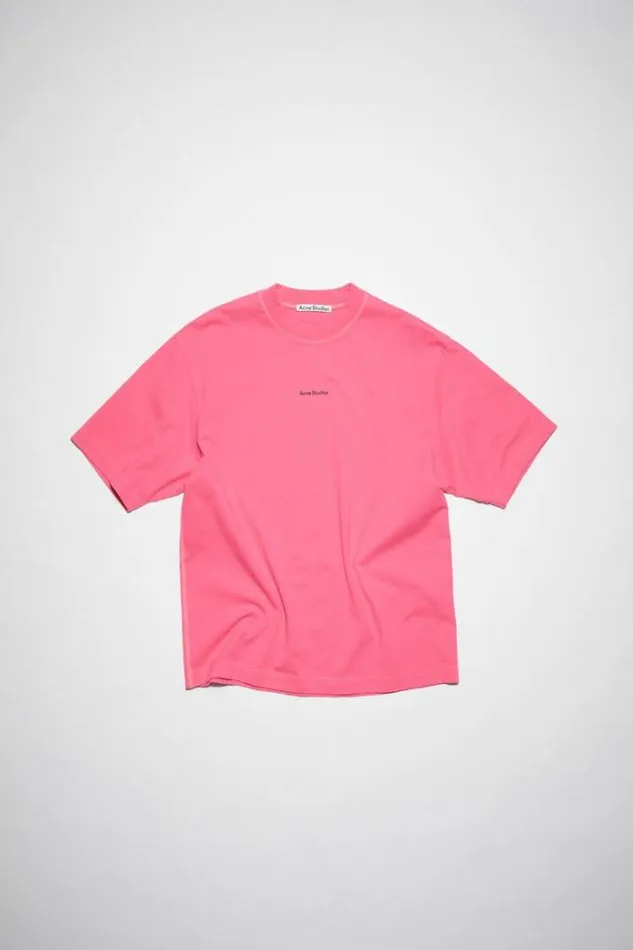 Acne Studios Tshirts Man Logo Tshirt Neon Pink