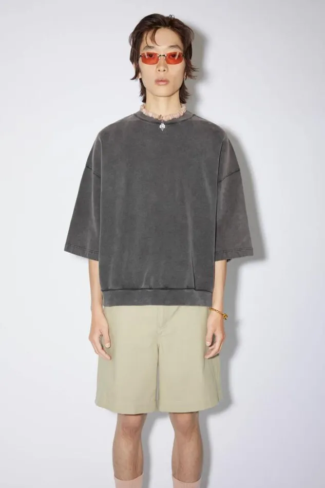 Acne Studios Tshirts Man Patch Logo Tshirt Faded Black
