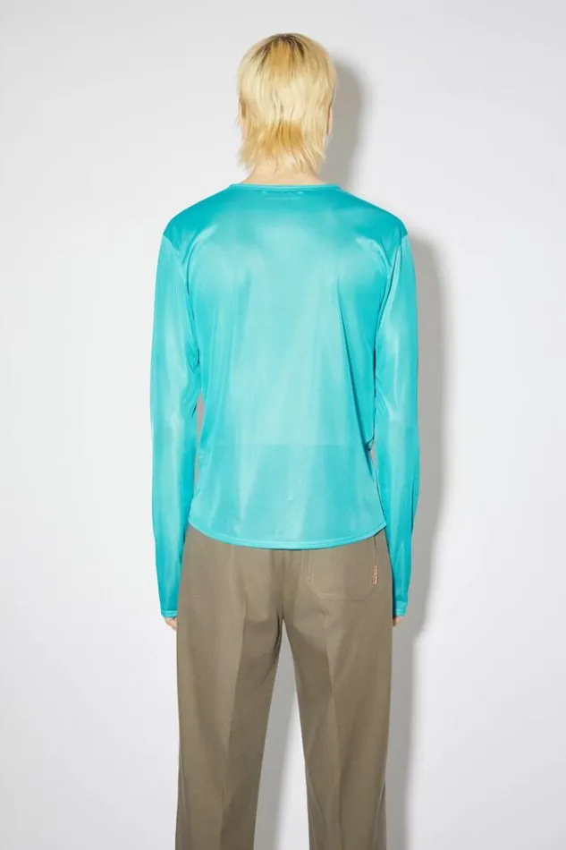 Acne Studios Tshirts Man Printed Long Sleeve Tshirt Fluo Blue