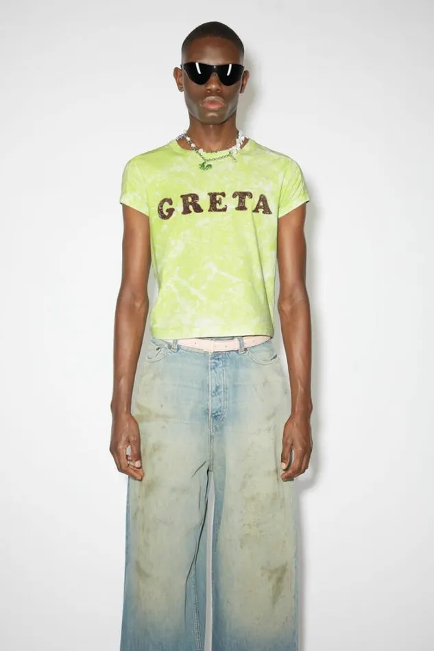 Acne Studios Tshirts Man Printed Tshirt Fluo Green
