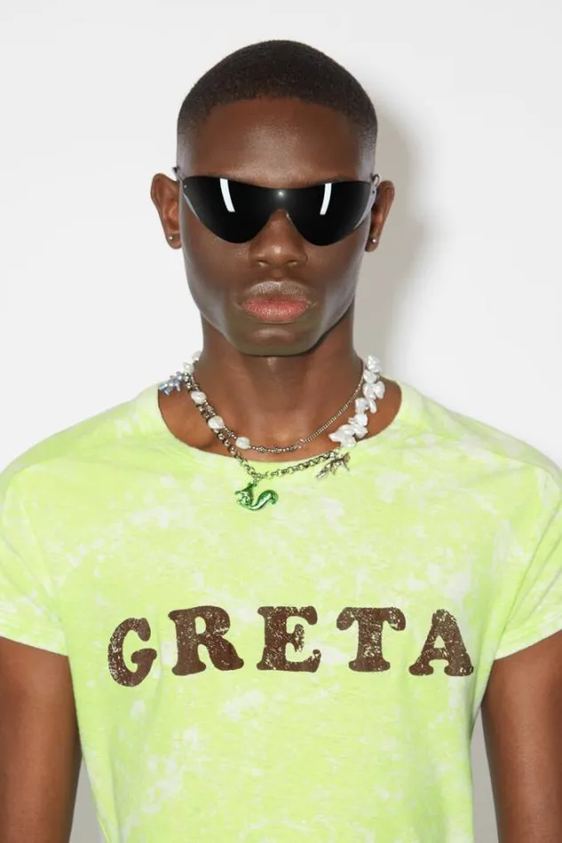 Acne Studios Tshirts Man Printed Tshirt Fluo Green